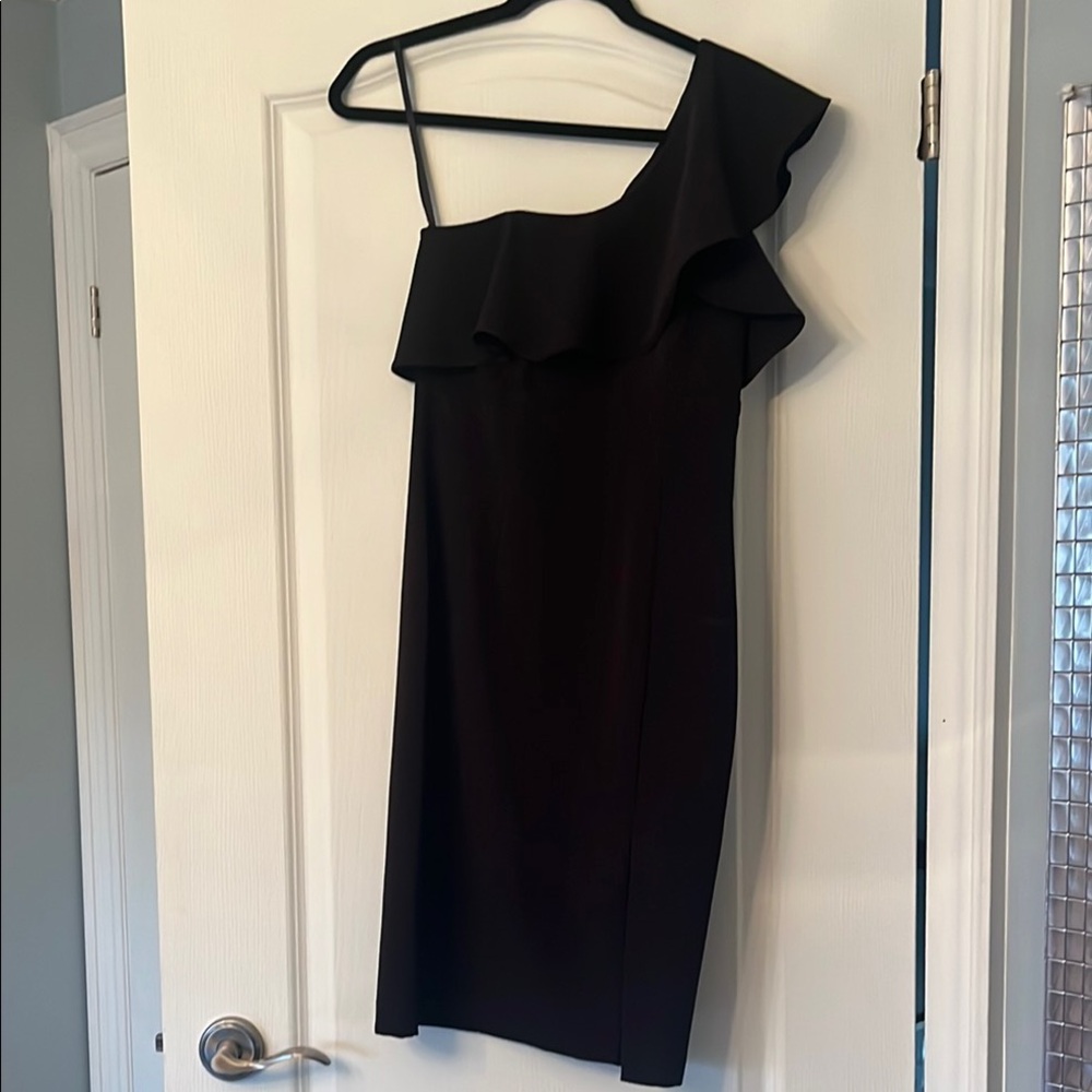 Bardot Black One-Shoulder Ruffled Cocktail Dress